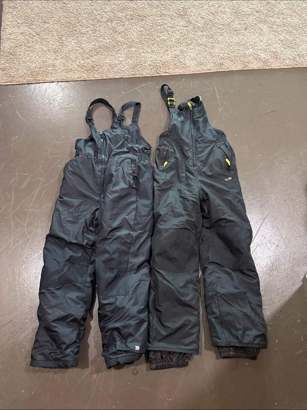 Youth large Black Insulated Kids Snow Bib Overalls set of 2
